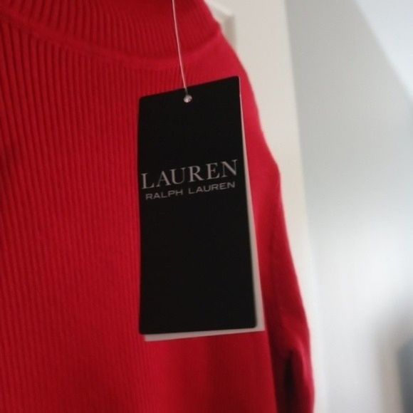 NWT Lauren Ralph Lauren Red and Black Turtleneck Sweater - Picture 6 of 11